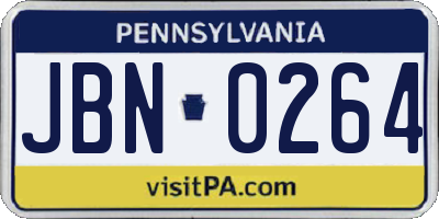 PA license plate JBN0264