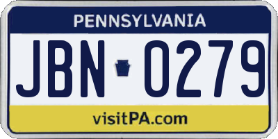 PA license plate JBN0279