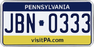 PA license plate JBN0333