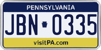 PA license plate JBN0335