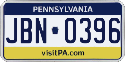 PA license plate JBN0396