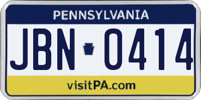 PA license plate JBN0414