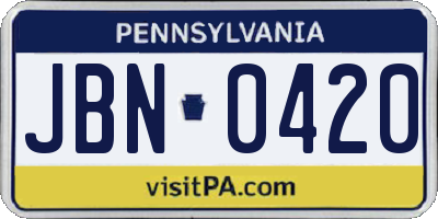 PA license plate JBN0420