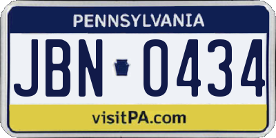 PA license plate JBN0434