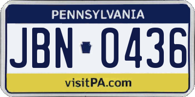 PA license plate JBN0436