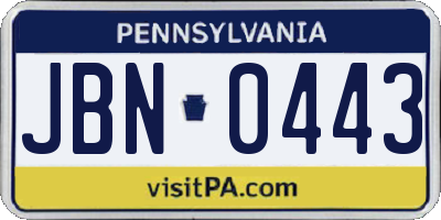 PA license plate JBN0443