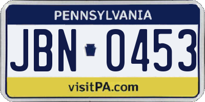 PA license plate JBN0453