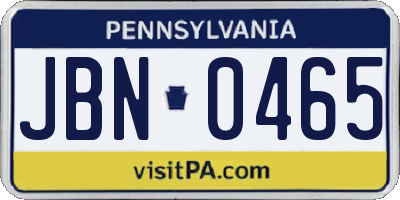 PA license plate JBN0465