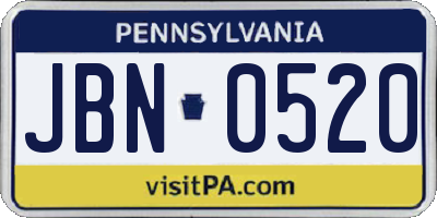PA license plate JBN0520