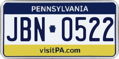 PA license plate JBN0522