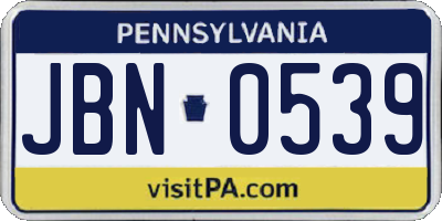 PA license plate JBN0539