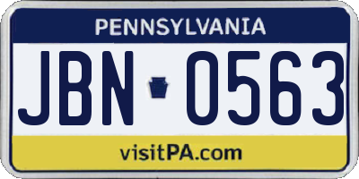 PA license plate JBN0563
