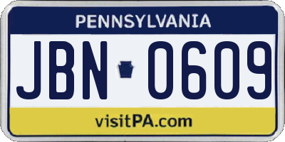 PA license plate JBN0609
