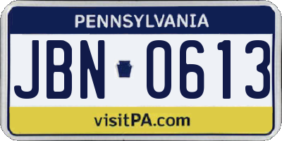 PA license plate JBN0613