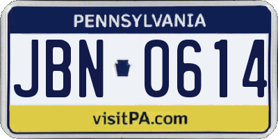 PA license plate JBN0614