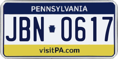 PA license plate JBN0617