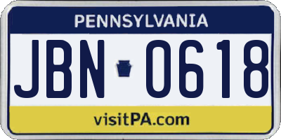 PA license plate JBN0618
