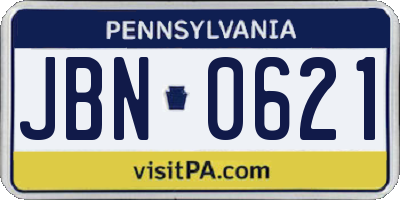 PA license plate JBN0621