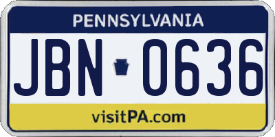 PA license plate JBN0636