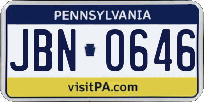 PA license plate JBN0646