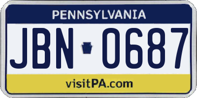 PA license plate JBN0687