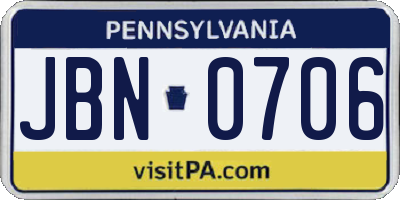 PA license plate JBN0706