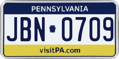 PA license plate JBN0709