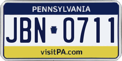 PA license plate JBN0711