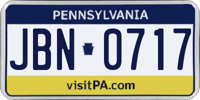 PA license plate JBN0717