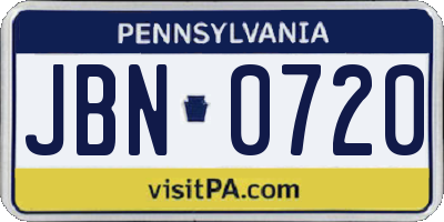 PA license plate JBN0720