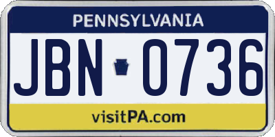 PA license plate JBN0736