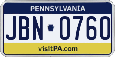 PA license plate JBN0760