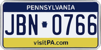 PA license plate JBN0766
