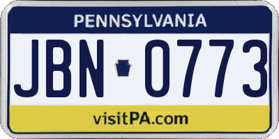 PA license plate JBN0773