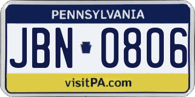 PA license plate JBN0806