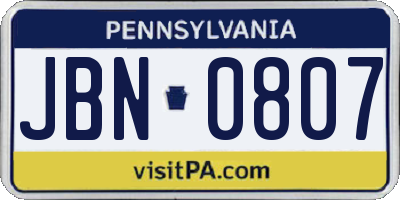 PA license plate JBN0807
