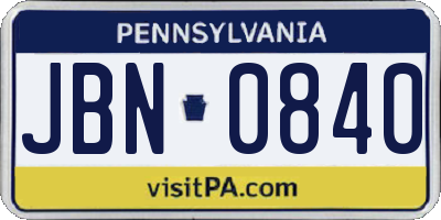 PA license plate JBN0840