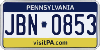 PA license plate JBN0853