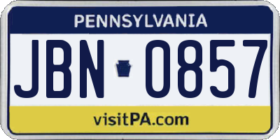 PA license plate JBN0857