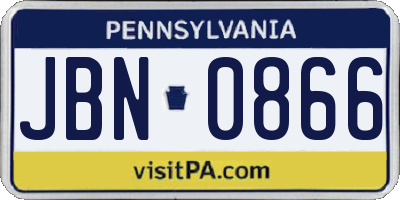 PA license plate JBN0866