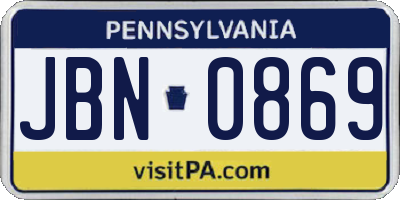 PA license plate JBN0869