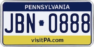 PA license plate JBN0888