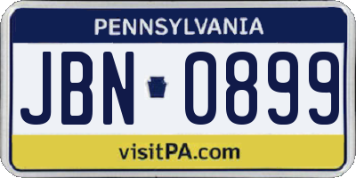 PA license plate JBN0899