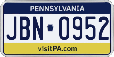 PA license plate JBN0952
