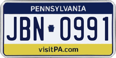 PA license plate JBN0991
