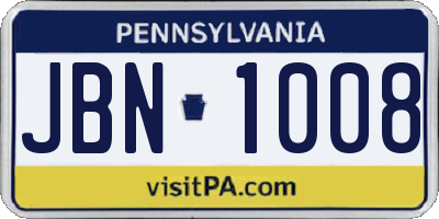 PA license plate JBN1008