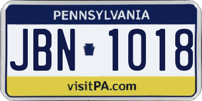 PA license plate JBN1018