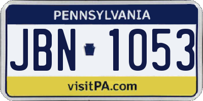 PA license plate JBN1053