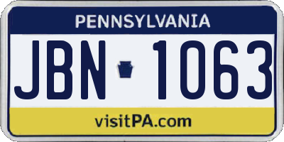 PA license plate JBN1063