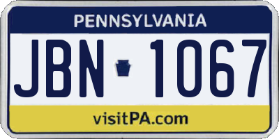 PA license plate JBN1067